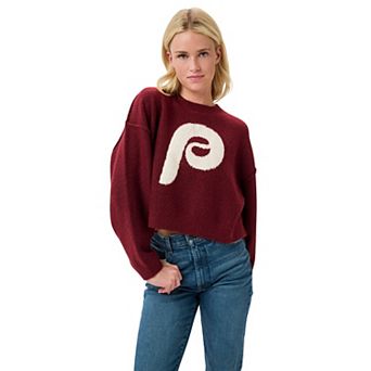 Women's Lusso Burgundy/Cream Philadelphia Phillies Shelli Boxy Sweater