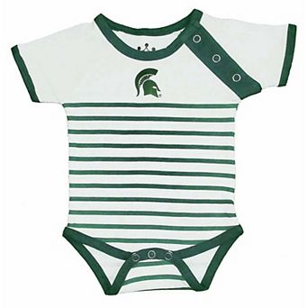 Newborn & Infant Little King Green/White Michigan State Spartans Shoulder Snap Bodysuit