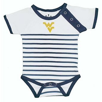 Newborn & Infant Little King Navy/White West Virginia Mountaineers Shoulder Snap Bodysuit