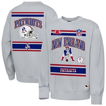 Youth Mitchell & Ness Heather Gray New England Patriots Maxxed Out Fleece Fleece Crew Sweatshirt