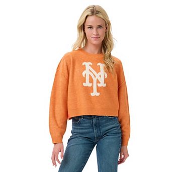 Women's Lusso Orange/Cream New York Mets Shelli Boxy Sweater