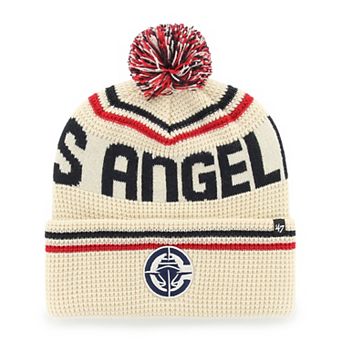 Men's '47 Natural LA Clippers Quattrle Cuffed Knit Hat with Pom