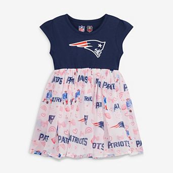 Girls Toddler Wes & Willy Navy New England Patriots Princess Dress