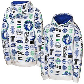 Youth Outerstuff White Minnesota Timberwolves 3-and-D Allover Hoodie