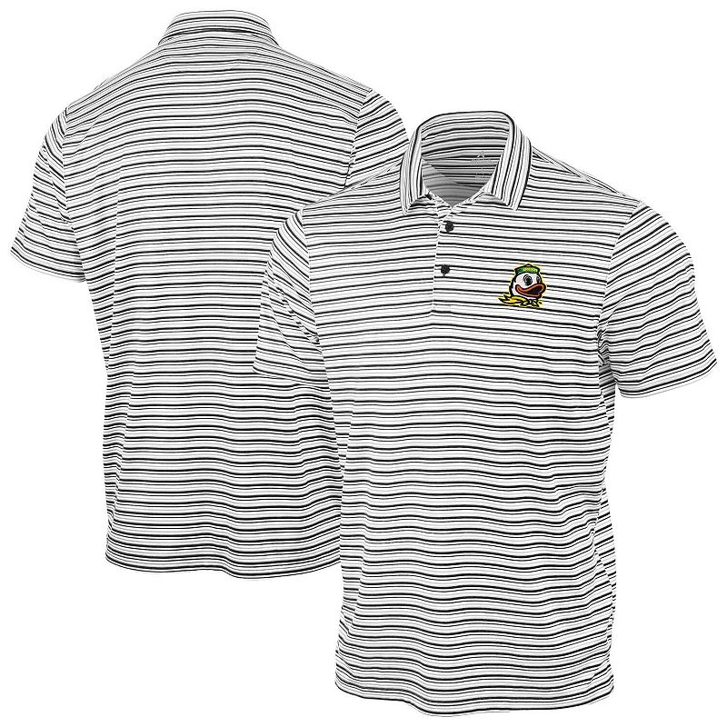 Men's Antigua Black Oregon Ducks Space Stripe Polo