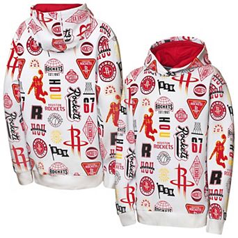 Youth Outerstuff White Houston Rockets 3-and-D Allover Hoodie