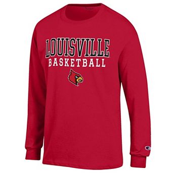 Men's Champion Red Louisville Cardinals Basketball Stack Long Sleeve T-Shirt