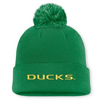 Men's Nike Green Oregon Ducks Peak Cuffed Knit Hat With Pom