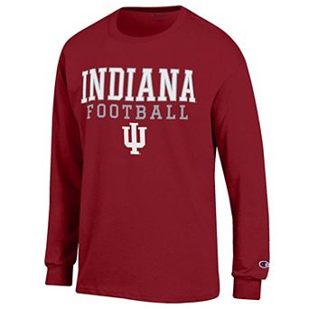 Men's Champion Crimson Indiana Hoosiers Football Stack Long Sleeve T-Shirt