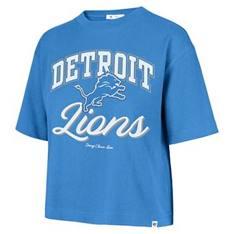 Women's Stoney Clover Lane x '47 Blue Detroit Lions Script City Boxy Cropped T-Shirt