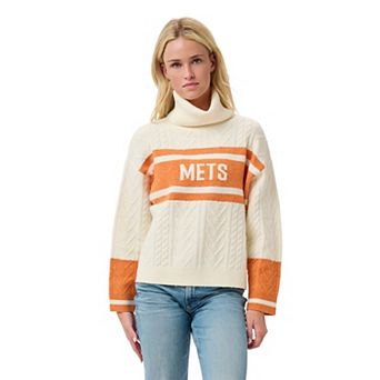 Women's Lusso Orange/Cream New York Mets Susan Cowl Neck Sweater