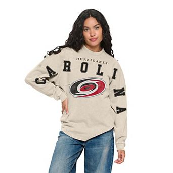 Women's Fanatics Cream Carolina Hurricanes Oversized Front Print Spirit Jersey Long Sleeve T-Shirt
