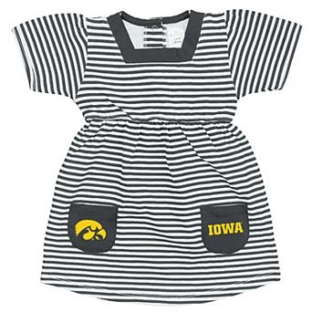 Girls Toddler Little King Black Iowa Hawkeyes Square Neck Striped Dress