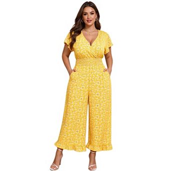 Plus Size Women Wide Leg Jumpsuit with Pockets