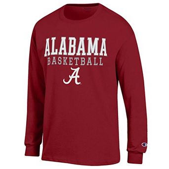 Men's Champion Crimson Alabama Crimson Tide Basketball Stack Long Sleeve T-Shirt