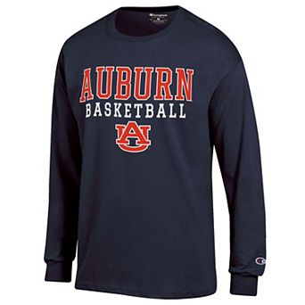 Men's Champion Navy Auburn Tigers Basketball Stack Long Sleeve T-Shirt
