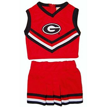 Girls Toddler Little King Red Georgia Bulldogs Two-Piece Cheer V-Neck Top & Skirt Set