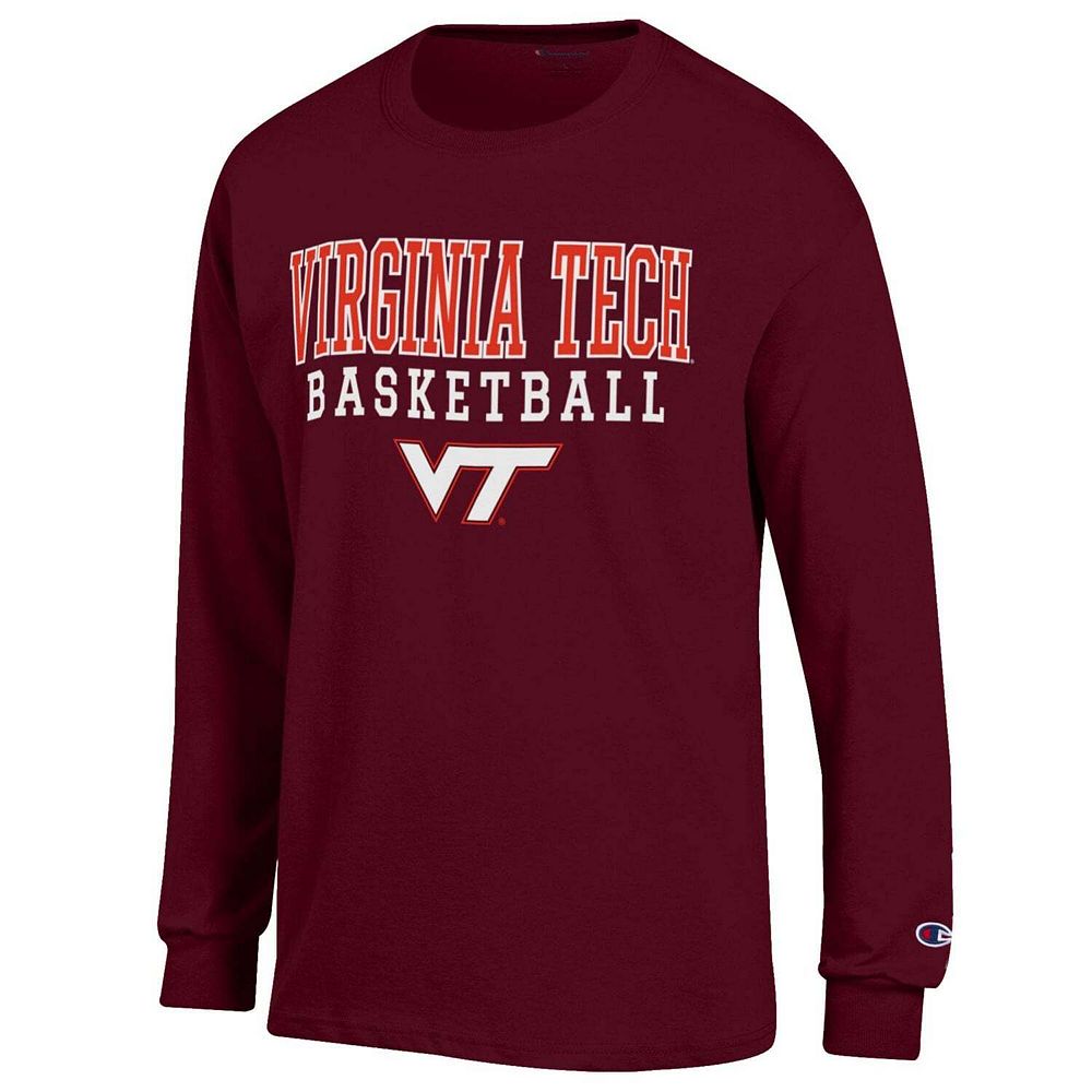 Men's Champion Maroon Virginia Tech Hokies Basketball Stack Long Sleeve ...
