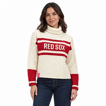 Women's Lusso Red/Cream Boston Red Sox Susan Cowl Neck Sweater