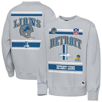 Youth Mitchell & Ness Heather Gray Detroit Lions Maxxed Out Fleece Fleece Crew Sweatshirt