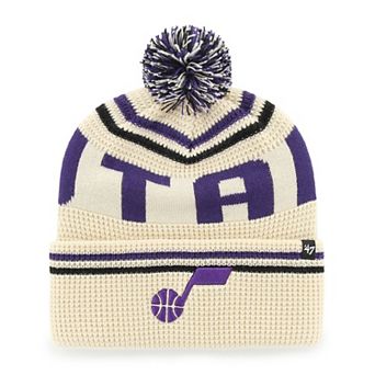 Men's '47 Natural Utah Jazz Quattrle Cuffed Knit Hat with Pom