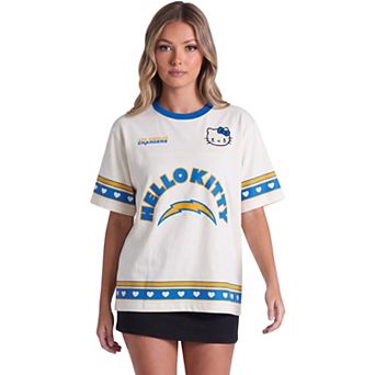 Women's The Wild Collective x Hello Kitty Cream Los Angeles Chargers Oversized T-Shirt