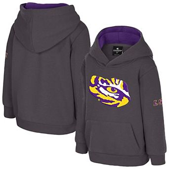 Toddler Colosseum Charcoal LSU Tigers Big Logo Fleece Pullover Hoodie