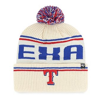 Men's '47 Natural Texas Rangers Quattrle Cuffed Knit Hat with Pom