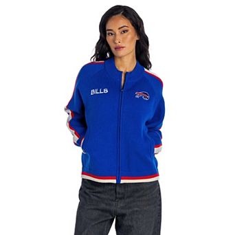 Women's The Wild Collective Royal Buffalo Bills Raglan Tri-Blend Full-Zip Sweater