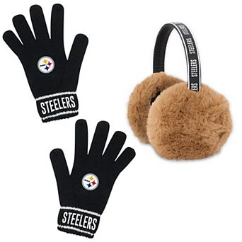 Women's WEAR by Erin Andrews Black Pittsburgh Steelers Ear Muff & Glove Set