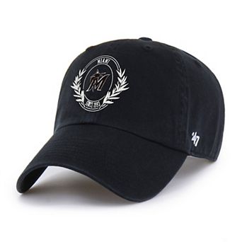 Women's '47 Black Miami Marlins Laurel Clean Up Adjustable Hat