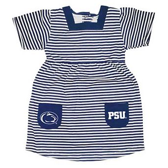 Girls Toddler Little King Navy Penn State Nittany Lions Square Neck Striped Dress