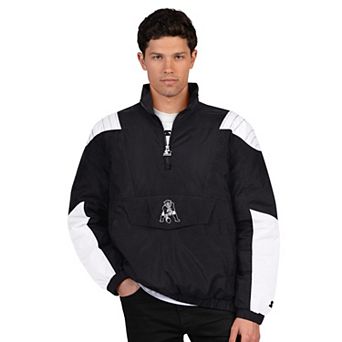Men's Starter Black New England Patriots Gridiron Throwback Half-Zip Jacket