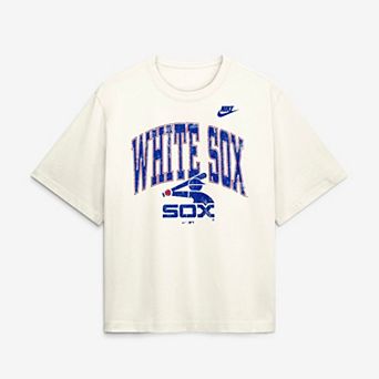 Women's Nike Cream Chicago White Sox Arched Distressed Boxy T-Shirt