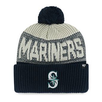 Men's '47 Navy Seattle Mariners Bone Chill Cuffed Knit Hat with Pom