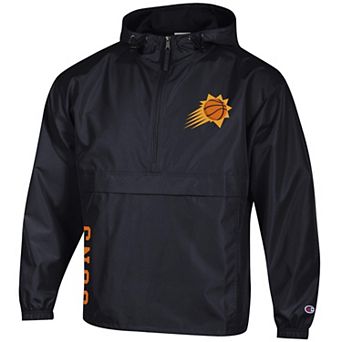 Men's Champion Black Phoenix Suns Packable Lightweight Hooded Windbreaker Half-Zip Jacket