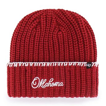 Women's '47 Crimson Oklahoma Sooners Blanket Stitch Cuff Knit Hat