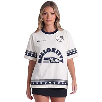 Women's The Wild Collective x Hello Kitty Cream Seattle Seahawks Oversized T-Shirt