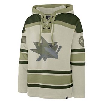 Men's '47 Beige San Jose Sharks OHT Military Appreciation Lacer Hoodie