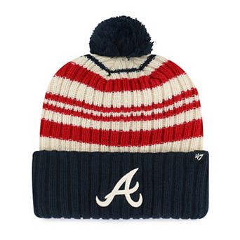 Youth '47 Navy Atlanta Braves Snow Fort Cuffed Knit Hat with Pom