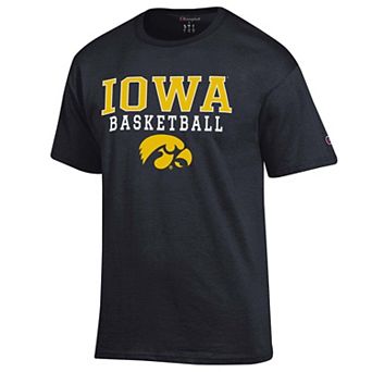 Men's Champion Black Iowa Hawkeyes Basketball Stack T-Shirt