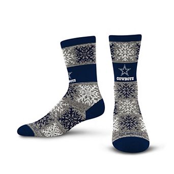 Unisex For Bare Feet Dallas Cowboys Big Snowflakes Thick Cushioned Crew Socks
