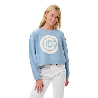 Women's Lusso Light Blue/Cream Chicago Cubs Shelli Boxy Sweater