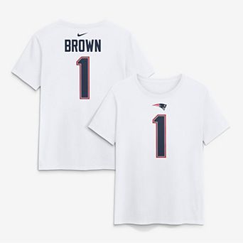 Women's Nike A.J. Brown White New England Patriots Name & Number T-Shirt