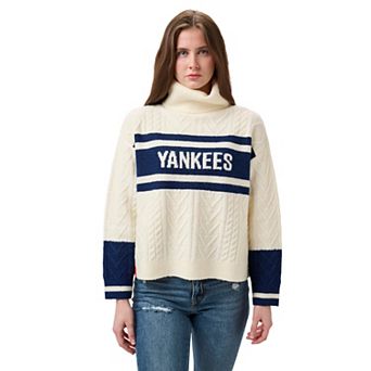 Women's Lusso Navy/Cream New York Yankees Susan Cowl Neck Sweater
