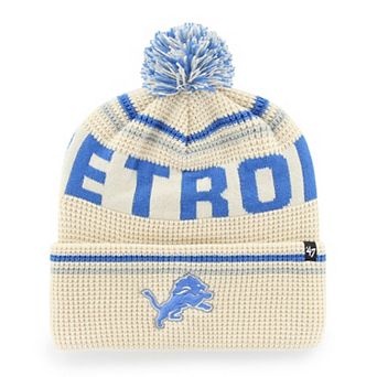 Men's '47 Natural Detroit Lions Quattrle Cuffed Knit Hat with Pom