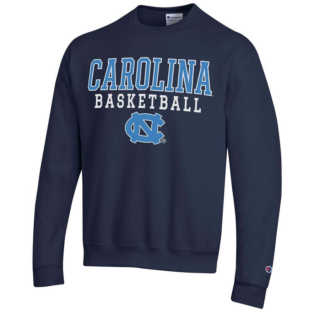Men's Champion Navy North Carolina Tar Heels Basketball Stack Sweatshirt
