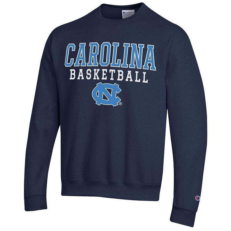 Men's Champion Navy North Carolina Tar Heels Basketball Stack Sweatshirt