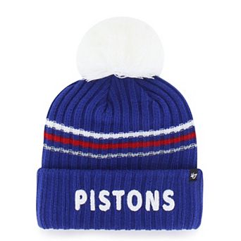 Women's '47 Royal Detroit Pistons Fuzzy Script Cuffed Knit Hat with Pom