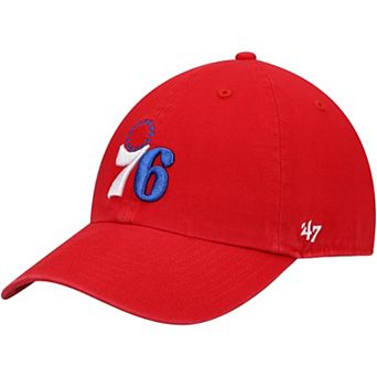 Men's '47 Red Philadelphia 76ers Core Logo Clean Up Adjustable Hat